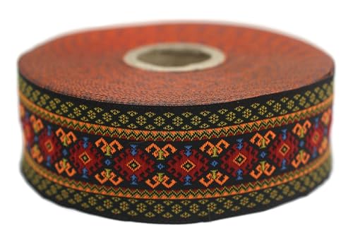 Jacquard-Band, gewebt, Rot und Orange – Mosaik, 10 m x 35 mm – Rollen besticktes Band zum Nähen Dekoration 35997-V4 Jacquard-Band, gewebt, Rot und Orange – Mosaik, 10 m x 35 mm – Rollen besticktes Band zum Nähen Dekoration 35997-V4 von Fantastic Kurdele