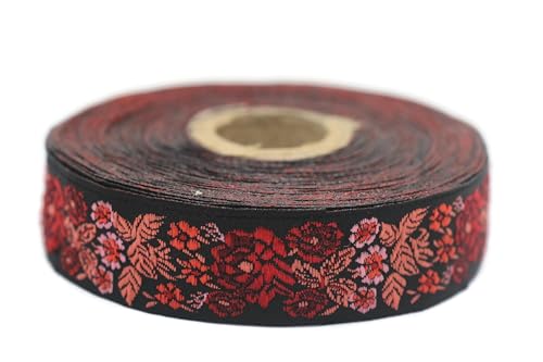 Jacquard-Band, gewebt, Rot und Terrakotta, Secret Garden, 10 m x 22 mm – Rolle, besticktes Band, für Nähen, Dekoration 22097-V2 Jacquard-Band, gewebt, Rot und Terrakotta, Secret Garden, 10 m x 22 mm – Rolle, besticktes Band, für Nähen, Dekoration 22097-V2 von Fantastic Kurdele
