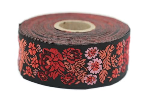 Jacquard-Band, gewebt, Rot und Terrakotta, Secret Garden, 10 m x 35 mm – Rollen besticktes Band für Nähen, Dekoration 35097-V2 Jacquard-Band, gewebt, Rot und Terrakotta, Secret Garden, 10 m x 35 mm – Rollen besticktes Band für Nähen, Dekoration 35097-V2 von Fantastic Kurdele