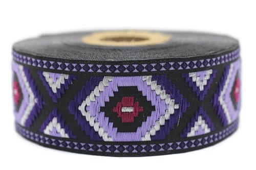 Jacquard-Band, gewebt, Violett und Schwarz, Arabeske, Nacht, 10 m x 35 mm – Rolle, besticktes Band, zum Nähen, Dekoration 35952-V4 Jacquard-Band, gewebt, Violett und Schwarz, Arabeske, Nacht, 10 m x 35 mm – Rolle, besticktes Band, zum Nähen, Dekoration 35952-V4 von Fantastic Kurdele