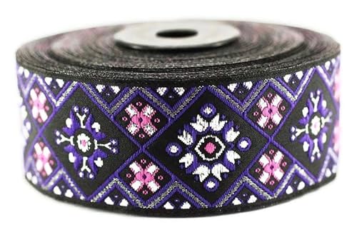Jacquard-Band, gewebt, Violett und Silber, Metallic, orientalischer Glanz, 10 m x 35 mm – Rolle, besticktes Band, für Nähen, Dekoration 35975-V2 Jacquard-Band, gewebt, Violett und Silber, Metallic, orientalischer Glanz, 10 m x 35 mm – Rolle, besticktes Band, für Nähen, Dekoration 35975-V2 von Fantastic Kurdele