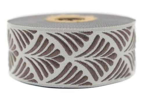 Jacquard-Band, gewebt, braun und hellbeige, Muschel, 10 m x 35 mm – Rollen besticktes Band zum Nähen, Dekoration 35273-V8 von Fantastic Kurdele