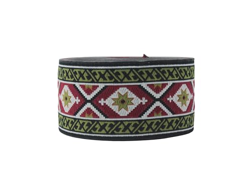 Jacquard-Band, gewebt, ca. 10 m, 5,1 cm, rot-grün, ethnische Nomaden-Blüte, Boho-Band für Bastelarbeiten, Nähen, DIY-Projekte Jacquard-Band, gewebt, ca. 10 m, 5,1 cm, rot-grün, ethnische Nomaden-Blüte, Boho-Band für Bastelarbeiten, Nähen, DIY-Projekte von Fantastic Kurdele
