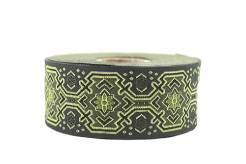 Jacquard-Band, gewebt, königlicher Stoff, Grün und Schwarz, 10 m x 35 mm – Rollen besticktes Band für Nähen, Dekoration, CNK10-V2 Jacquard-Band, gewebt, königlicher Stoff, Grün und Schwarz, 10 m x 35 mm – Rollen besticktes Band für Nähen, Dekoration, CNK10-V2 von Fantastic Kurdele