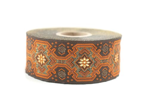 Jacquard-Band, gewebt, königlicher Stoff, Orange und Gold, Metallic, 10 m x 35 mm – Rollen besticktes Band für Nähen, Dekoration, CNK10-V3 Jacquard-Band, gewebt, königlicher Stoff, Orange und Gold, Metallic, 10 m x 35 mm – Rollen besticktes Band für Nähen, Dekoration, CNK10-V3 von Fantastic Kurdele