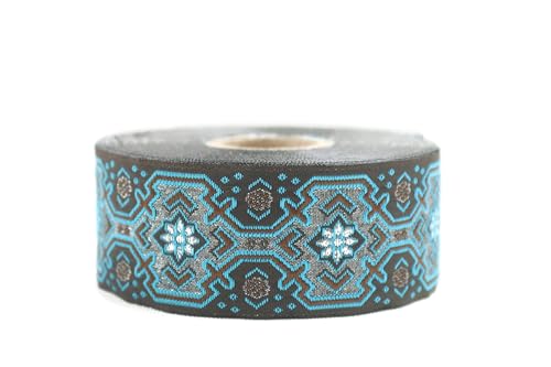 Jacquard-Band, gewebt, königlicher Stoff, blau und silberfarben, metallisch, 10 m x 35 mm – Rollen besticktes Band für Nähen, Dekoration, CNK10-V6 Jacquard-Band, gewebt, königlicher Stoff, blau und silberfarben, metallisch, 10 m x 35 mm – Rollen besticktes Band für Nähen, Dekoration, CNK10-V6 von Fantastic Kurdele