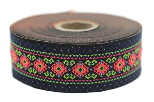 Jacquard-Band, gewebt, marineblau und grün – Mosaik, 10 m x 35 mm – Rollen besticktes Band zum Nähen Dekoration 35997-V1 Jacquard-Band, gewebt, marineblau und grün – Mosaik, 10 m x 35 mm – Rollen besticktes Band zum Nähen Dekoration 35997-V1 von Fantastic Kurdele