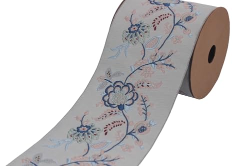 V1 218 Gardinenband mit Blumenstickerei, Jacquard-Band für Ihre Vorhänge, Vorhänge, Vorhangband, 10 cm, Blau, 10 cm V1 218 Gardinenband mit Blumenstickerei, Jacquard-Band für Ihre Vorhänge, Vorhänge, Vorhangband, 10 cm, Blau, 10 cm von Fantastic Kurdele