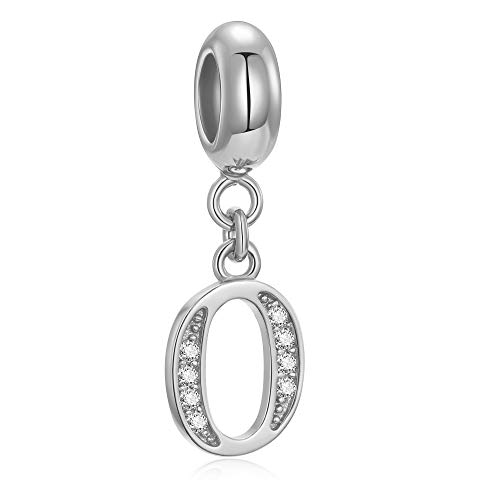 Echte 925 Sterling-Silber mit Perlen von A-Z Dangle Alphabet-Anhänger passt für europäische Armband Halskette Letter O von Fantasticharm fits Pandora Bracelet