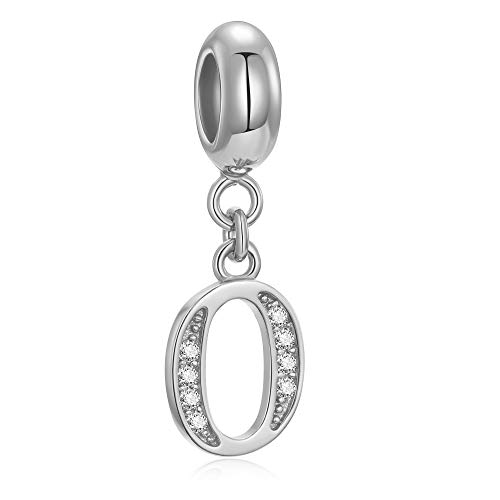 Buchstaben-Perlen aus echtem 925er-Sterlingsilber, Alphabet-Kristall, passend für europäische Armbänder und Halsketten Buchstabe O von Fantasticharm fits Pandora Bracelet
