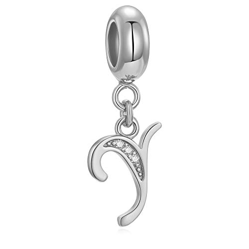 Echte 925 Sterling-Silber mit Perlen von A-Z Dangle Alphabet-Anhänger passt für europäische Armband Halskette Letter Y von Fantasticharm fits Pandora Bracelet