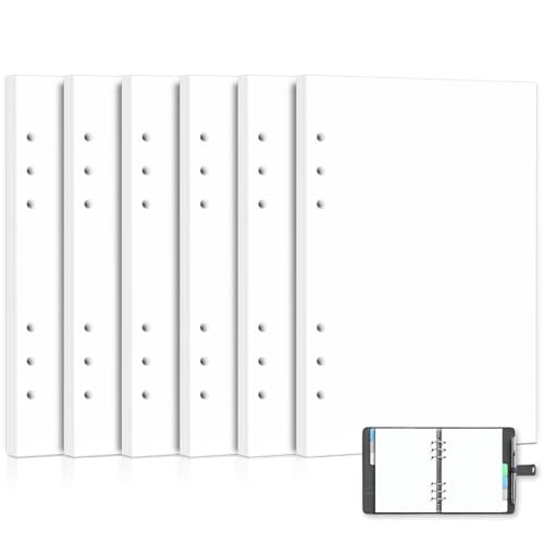 Fantastino® A5 Nachfüllpapier Blanko, 6-Loch Nachfülleinlagen. Spar-Set, 270 Blatt (540 Seiten) 100 g/m² Premium-Papier. Refill, Einlageblätter, Nachfüll-Inlays, Ringbuch-Einlagen für Notizbücher von Fantastino