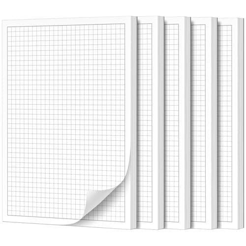 Fantastino® A5 Notizblock Kariert - 5 Stück, 250 Blatt (50 pro Block) 90 g/m² Premium-Papier. Notizblöcke klein, kariert mit Rand, Schreibblock, Notizzettel abreißbar für Büro, Haushalt, Schule, Uni von Fantastino