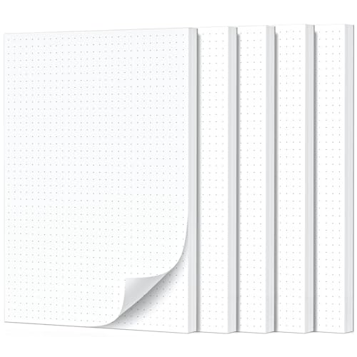 Fantastino A5 Notizblock Punktiert - 5 Stück, 250 Blatt (50 pro Block) 90 g/m² Premium-Papier. Notizblöcke klein, Schreibblock gepunktet, mini Notizzettel abreißbar für Büro, Haushalt, Schule, Uni von Fantastino