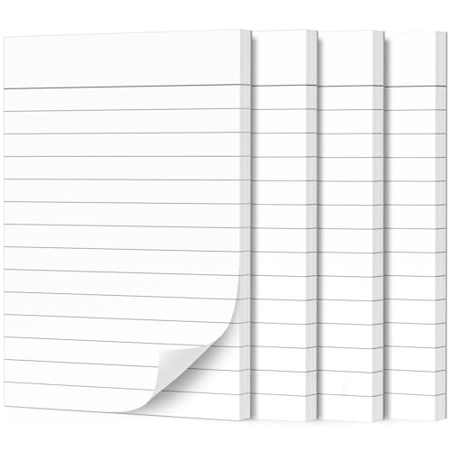 Fantastino A6 Notizblock Liniert - 4er Pack, 200 Blatt (50 pro Block) 90 g/m² Premium-Papier. Kleine Notizzettel mit Linien. Schreibblock abreißbar für Büro, Haushalt, Schule, Uni von Fantastino