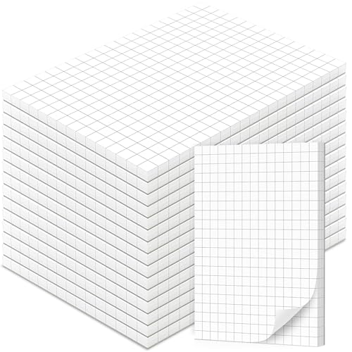 Fantastino A7 Notizblock Kariert - 16 Stück, 800 Blatt (50 pro Block) 90 g/m² Premium-Papier. Kleine Notizblöcke, Karierter Schreibblock, Mini Notizzettel abreißbar für Büro, Haushalt, Schule, Uni von Fantastino