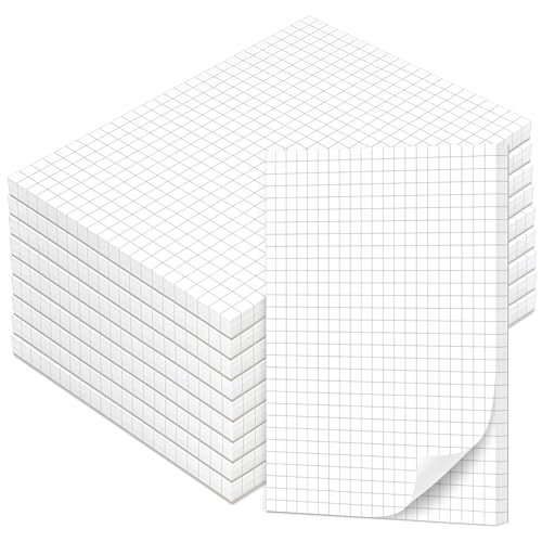 Fantastino® A6 Notizblock Kariert - 10 Stück, 500 Blatt (50 pro Block) 90 g/m² Premium-Papier. Notizblöcke klein, karierter Schreibblock, mini Notizzettel abreißbar für Büro, Haushalt, Schule, Uni von Fantastino