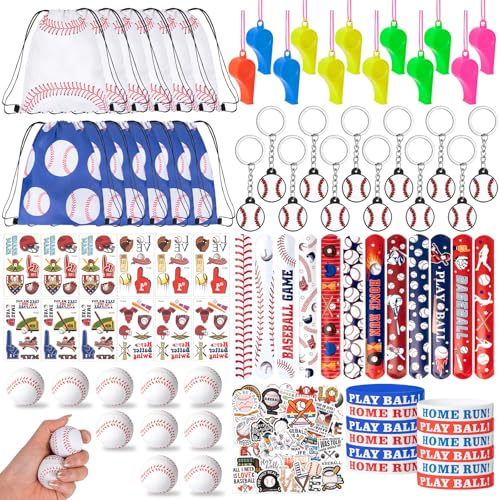 Baseball-Partygeschenke, Baseball-Kordelzugbeutel, Goodie-Tasche mit Mini-Stressball, Armband, Schlagarmbänder, Schlüsselanhänger, Aufkleber für Baseball-Party-Zubehör, 144 Stück Baseball-Partygeschenke, Baseball-Kordelzugbeutel, Goodie-Tasche mit Mini-Stressball, Armband, Schlagarmbänder, Schlüsselanhänger, Aufkleber für Baseball-Party-Zubehör, 144 Stück von Fantasyon