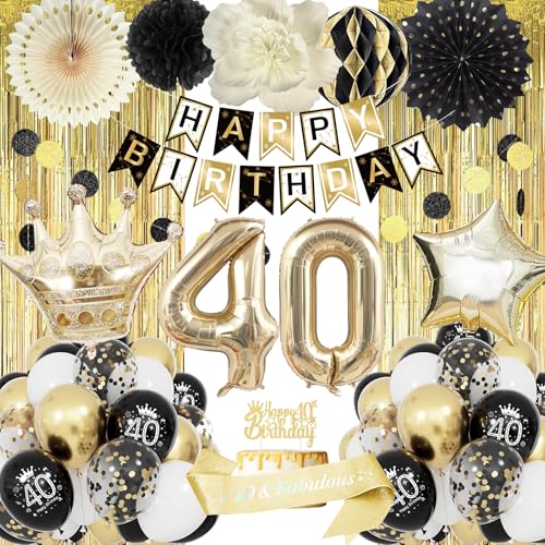 40 Geburtstag Deko Mann Frau, Luftballon 40. Geburtstag Deko Schwarz Gold, Geburtstagsdeko Mann 40 Jahre, Happy Birthday Girlande, Folienballon Zahl 40 40 Geburtstag Deko Mann Frau, Luftballon 40. Geburtstag Deko Schwarz Gold, Geburtstagsdeko Mann 40 Jahre, Happy Birthday Girlande, Folienballon Zahl 40 von Fantspati