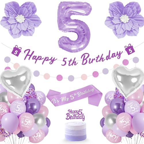 Luftballon 5. Geburtstag Mädchen, Lila Partei Umfassen Folienballon 5, Kuchen Topper, Bänder, Sash, Violette Blumen, Geburtstagsdeko luftballon 5 Jahre Mädchen Luftballon 5. Geburtstag Mädchen, Lila Partei Umfassen Folienballon 5, Kuchen Topper, Bänder, Sash, Violette Blumen, Geburtstagsdeko luftballon 5 Jahre Mädchen von Fantspati