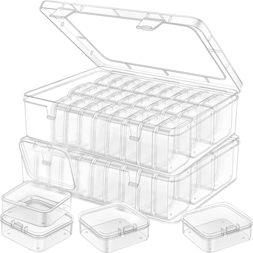 2 Pack Bead Organizer Box, 60 Raster Kleine Klare Kunststoff Perlen Aufbewahrungsbehälter, Diamond Art Storage, Craft Storage Organizer für Diamond Painting Supplies, Schmuckherstellung, Teile von Fanxinzttc