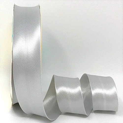Byetsa Satin-Schrägband, 30 mm, auf 25 m Rolle, Silbergrau von Fany