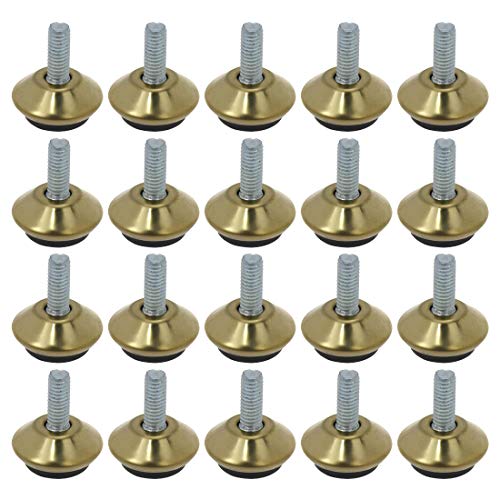 FarBoat 20 Stück M6 Drehgelenk-Möbelbein-Nivellierer, 2,5 cm Höhe, verstellbare Nivellierung für Tische, Stühle, Schränke, Erhöhung (Gold) von FarBoat