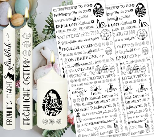 Farbeele 6 Stück Kerzentattoo Ostern, Wassertransferdruck, 19x14cm Wasserschiebefolie für Kerzen, Kerzenaufkleber, Kerzendekoration für Ostern, Geburtstag und DIY-Projekte von Farbeele