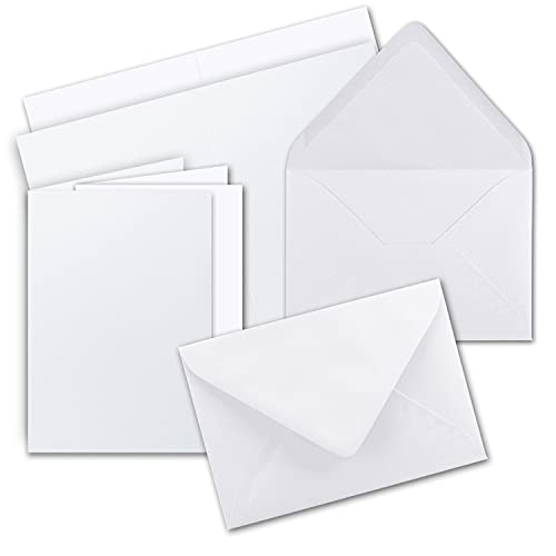 10 x Faltkarten-Set DIN A5 - Hochweiß inkl. Umschlägen DIN C5 und passenden Einlegeblättern in Weiß - blanko Klappkarten 14,8 x 21 cm von FarbenFroh by GUSTAV NEUSER