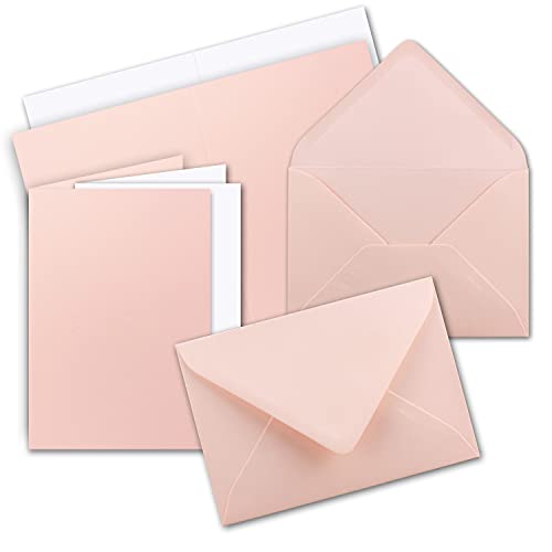 10 x Faltkarten-Set DIN A5 - Rosa inkl. Umschlägen DIN C5 und passenden Einlegeblättern in Weiß - blanko Klappkarten 14,8 x 21 cm von FarbenFroh by GUSTAV NEUSER