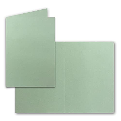 100 Faltkarten B6 - Eukalyptus (Grün) - 12 x 17 cm - Blanko Doppelkarten für Einladungen, Grußkarten - für Drucker geeignet - Serie: FarbenFroh von FarbenFroh by GUSTAV NEUSER