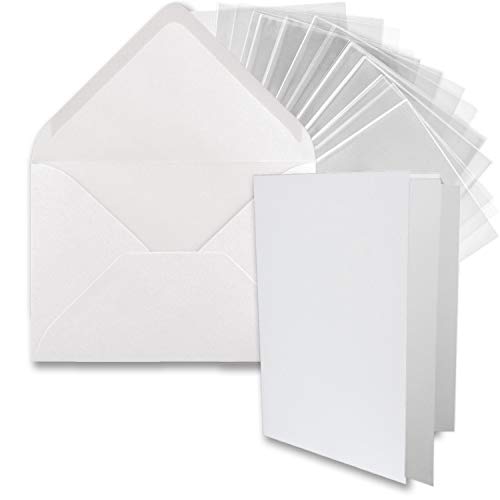 FarbenFroh by GUSTAV NEUSER 100x DIN B6 Faltkarten-Set - Hochweiß (Weiß) - 11,5 x 17 cm - Doppelkarten mit Umschlägen, Einlegepapier und Cellophanbeutel zum Basteln und Verkaufen von FarbenFroh by GUSTAV NEUSER