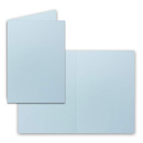 100x Falt-Karten DIN A6 in Hellblau - Blanko - Doppel-Karten - 220 g/m² von FarbenFroh by GUSTAV NEUSER