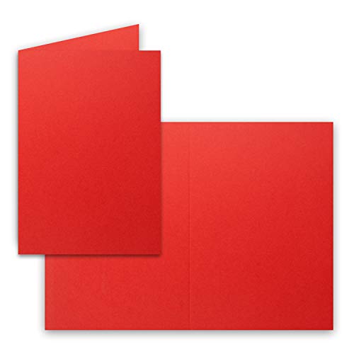 100x Falt-Karten DIN A6 in Rot - Blanko - Doppel-Karten - 220 g/m² von FarbenFroh by GUSTAV NEUSER