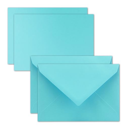 100x Karte mit Umschlag Set aus Einzel-Karten DIN A7-10,5 x 7,3 cm - Türkis mit Brief-Umschlägen C7 - Nassklebung 100x Karte mit Umschlag Set aus Einzel-Karten DIN A7-10,5 x 7,3 cm - Türkis mit Brief-Umschlägen C7 - Nassklebung von FarbenFroh by GUSTAV NEUSER