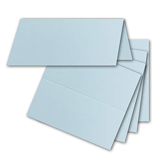 FarbenFroh by GUSTAV NEUSER 100x Tischkarten in Hellblau (Blau) - 4,5 x 10 cm - blanko - Doppel-Karten - als Platzkarten und Namenskarten für Hochzeit und Feste von FarbenFroh by GUSTAV NEUSER