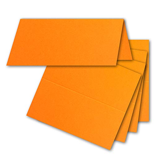 100x Tischkarten in Orange - 4,5 x 10 cm - blanko - Doppel-Karten - als Platzkarten und Namenskarten für Hochzeit und Feste von FarbenFroh by GUSTAV NEUSER