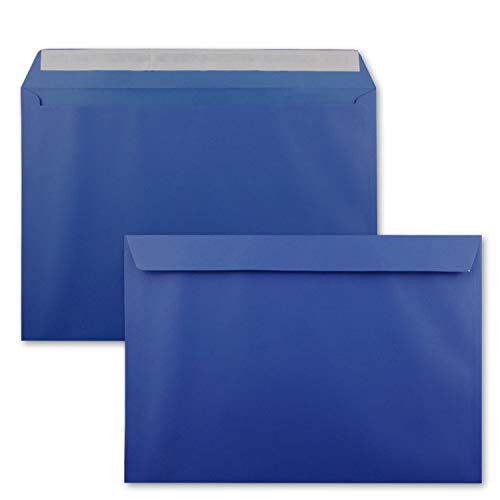 100x große XXL Briefumschläge DIN C4 in Royalblau (Blau) - 22,9 x 32,4 cm - Haftklebung ohne Fenster - Versandtasche für DIN A4 geeignet von FarbenFroh by GUSTAV NEUSER