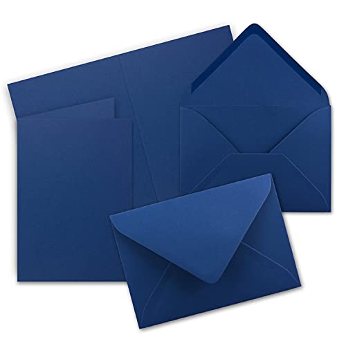 10x Faltkarten Set mit Briefumschlägen DIN A6 / C6 - Dunkelblau (Blau) - 14,8 x 10,5 cm (105 x 148) - Doppelkarten Set - Serie FarbenFroh von FarbenFroh by GUSTAV NEUSER