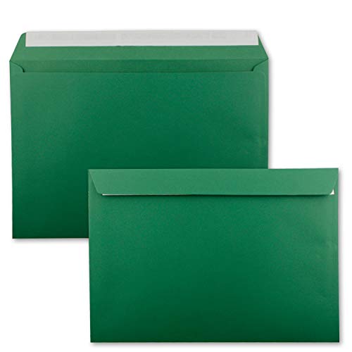 10x große XXL Briefumschläge DIN C4 in Dunkelgrün (Grün) - 22,9 x 32,4 cm - Haftklebung ohne Fenster - Versandtasche für DIN A4 geeignet von FarbenFroh by GUSTAV NEUSER