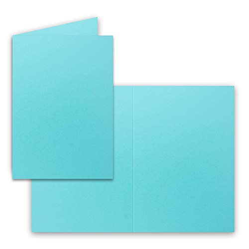 200x Falt-Karten DIN A6 in Türkis - Blanko - Doppel-Karten - 240 g/m² von FarbenFroh by GUSTAV NEUSER