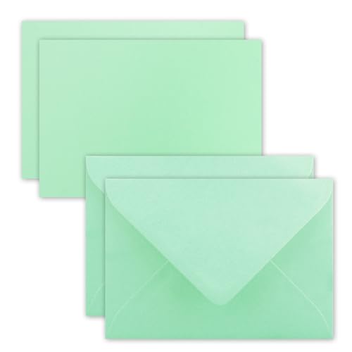 200x Karte mit Umschlag Set aus Einzel-Karten DIN A7-10,5 x 7,3 cm - Mintgrün mit Brief-Umschlägen C7 - Nassklebung 200x Karte mit Umschlag Set aus Einzel-Karten DIN A7-10,5 x 7,3 cm - Mintgrün mit Brief-Umschlägen C7 - Nassklebung von FarbenFroh by GUSTAV NEUSER