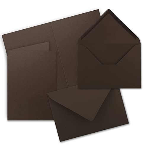 20x Faltkarten Set mit Briefumschlägen DIN A6 / C6 - Dunkelbraun (Braun) - 14,8 x 10,5 cm (105 x 148) - Doppelkarten Set - Serie FarbenFroh von FarbenFroh by GUSTAV NEUSER