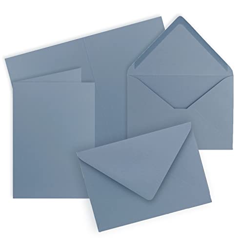 20x Faltkarten Set mit Briefumschlägen DIN A6 / C6 - Graublau (Blau) - 14,8 x 10,5 cm (105 x 148) - Doppelkarten Set - Serie FarbenFroh von FarbenFroh by GUSTAV NEUSER