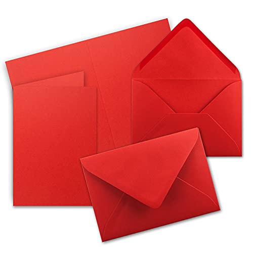 20x Faltkarten Set mit Briefumschlägen DIN A6 / C6 - Rot - 14,8 x 10,5 cm (105 x 148) - Doppelkarten Set - Serie FarbenFroh von FarbenFroh by GUSTAV NEUSER