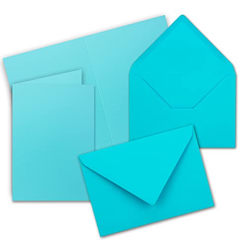 20x Faltkarten Set mit Briefumschlägen DIN A6 / C6 - Türkis (Blau) - 14,8 x 10,5 cm (105 x 148) - Doppelkarten Set - Serie FarbenFroh von FarbenFroh by GUSTAV NEUSER