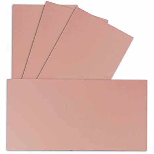 25 Einzel-Karten DIN Lang - 9,9 x 21 cm - 240 g/m² - Altrosa - Bastelpapier - Tonkarton - Ideal zum bedrucken für Grußkarten und Einladungen von FarbenFroh by GUSTAV NEUSER