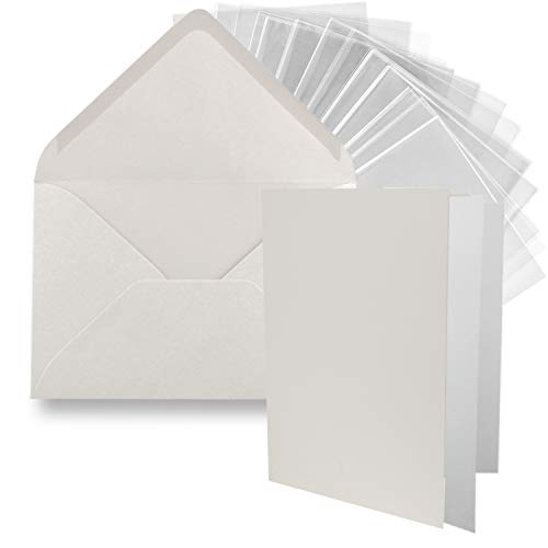 FarbenFroh by GUSTAV NEUSER 25x DIN B6 Faltkarten-Set - Naturweiß (Weiß) - 11,5 x 17 cm - Doppelkarten mit Umschlägen, Einlegepapier und Cellophanbeutel zum Basteln und Verkaufen von FarbenFroh by GUSTAV NEUSER