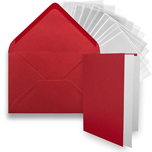 FarbenFroh by GUSTAV NEUSER 25x DIN B6 Faltkarten-Set - Rosenrot (Rot) - 11,5 x 17 cm - Doppelkarten mit Umschlägen, Einlegepapier und Cellophanbeutel zum Basteln von FarbenFroh by GUSTAV NEUSER