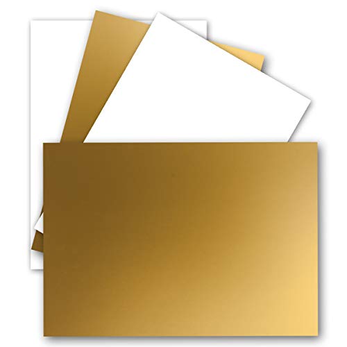 25x Einzelkarten Din A7 10,5x7,3 cm 240 g/m² Gold Metallic - blanko Mini-Karten ideal zum Selbstgestalten für Geschenkanhänger, Namenskarten & Visitenkarten von FarbenFroh by GUSTAV NEUSER